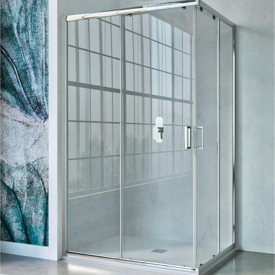 Box Doccia Angolare 2 lati Scorrevole 70x90 cm in Cristallo Temperato 6 mm Trasparente 190h cm | New Vertigo