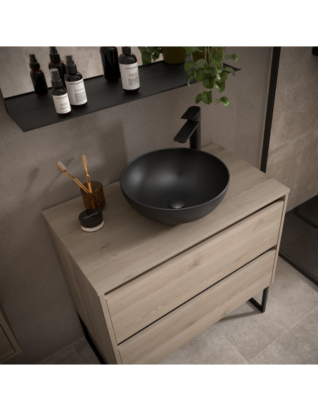 Mobile da Bagno Sospeso 80 cm con Top Incluso Natural | Salgar Noja Mobili Sospesi