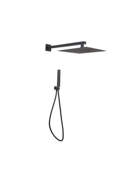 Set Doccia Acciaio Inox Quadro Nero Opaco 25 x 25 cm | Positano Set Doccia