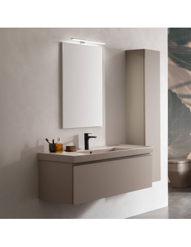 Composizione da Bagno Sospeso 105 cm Castoro Lavabo ad Una Vasca e Specchio Inclusi con Colonna Abbinata | Geromin Vera Plus Com