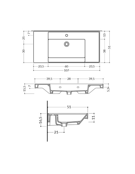 Composizione da Bagno Sospeso 105 cm Castoro Lavabo ad Una Vasca e Specchio Inclusi con Colonna Abbinata | Geromin Vera Plus Com
