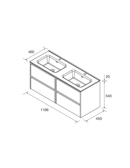 Doppio Mobile da Bagno Sospeso 120 cm Lavabo Incluso Natural | Salgar Noja Mobili Sospesi