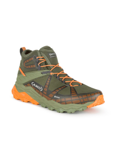 Scarponi da Trekking Impermeabili con Suola Vibram Verde Militare-Arancio | Aku Flyrock Mid Scarpe da Trekking