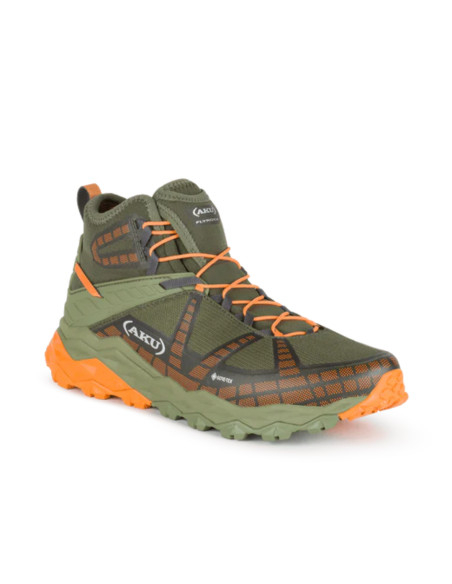 Scarponi da Trekking Impermeabili con Suola Vibram Verde Militare-Arancio | Aku Flyrock Mid Scarpe da Trekking