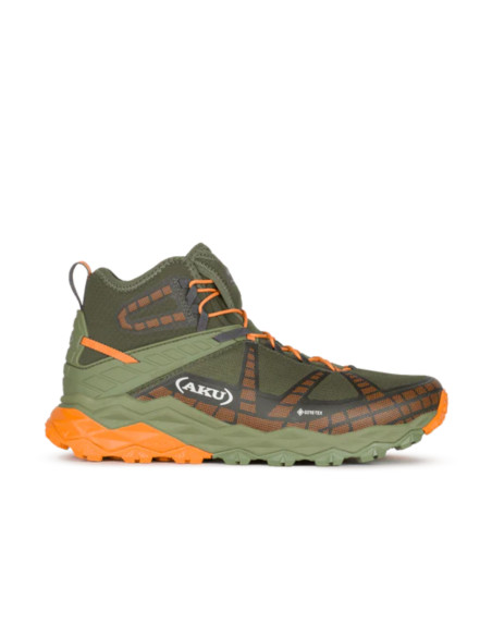 Scarponi da Trekking Impermeabili con Suola Vibram Verde Militare-Arancio | Aku Flyrock Mid Scarpe da Trekking