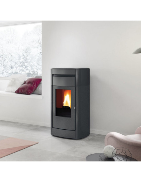 Termostufa a Pellet Idro 23 kW Grigio Scuro | Edilkamin Vyda H23 Evo Termostufe a Pellet