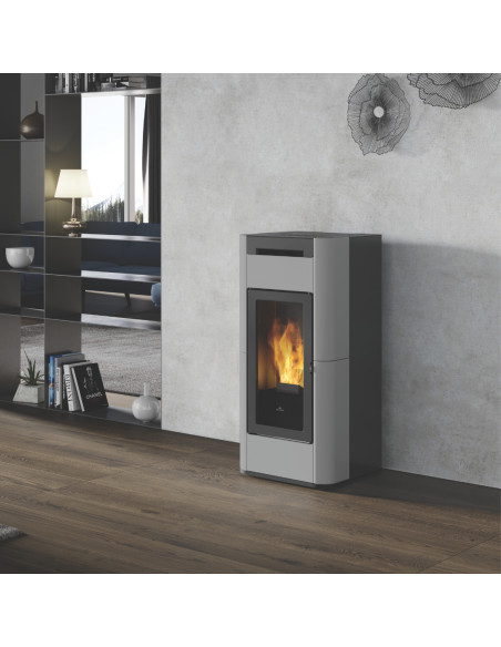 Termostufa a Pellet Idro 30 kW Grigio Chiaro | Edilkamin Tera H30 Evo Termostufe a Pellet