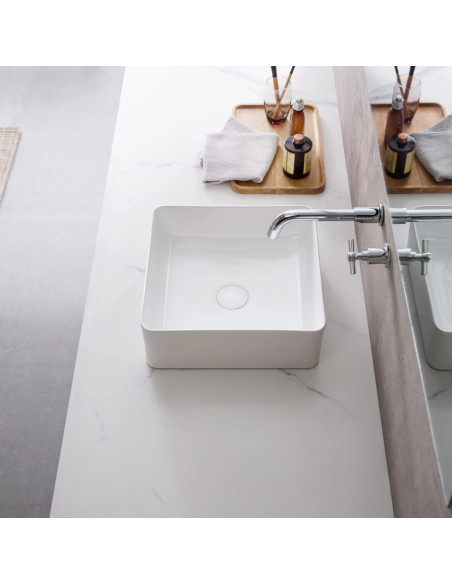 Lavabo da Appoggio 37.37 cm – Compatto da Appoggio per Bagno Moderno | Sorrento Appoggio