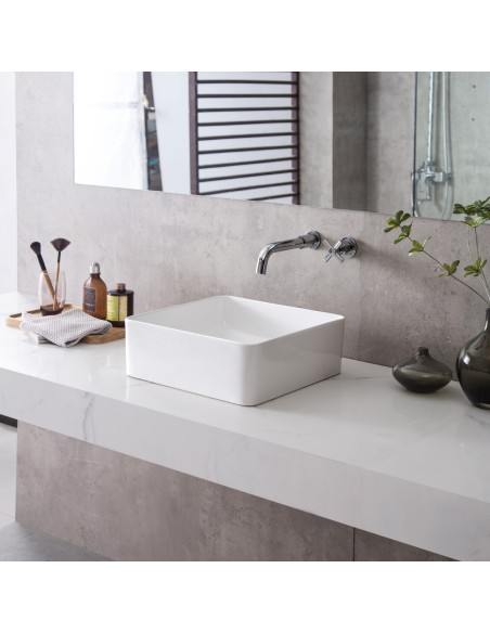 Lavabo da Appoggio 37.37 cm – Compatto da Appoggio per Bagno Moderno | Sorrento Appoggio