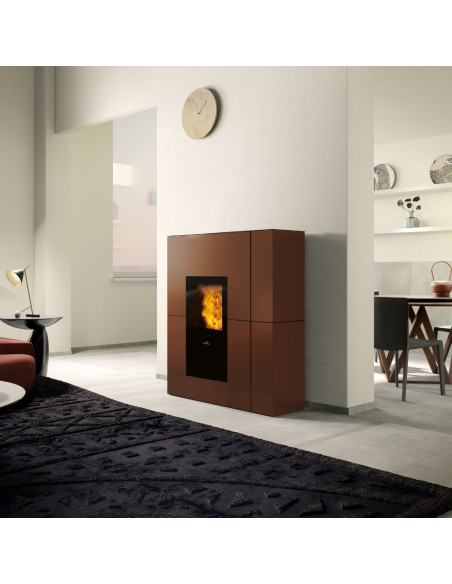 Termostufa a Pellet Idro 23 kW in Acciaio Bronzo  | Edilkamin Blade H23 Evo Termostufe a Pellet