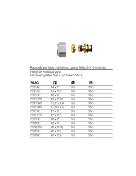 Adattatore Multistrato 16x2 per Raccordo Impianti M24x19  | Arteclima Accessori Riscaldamento
