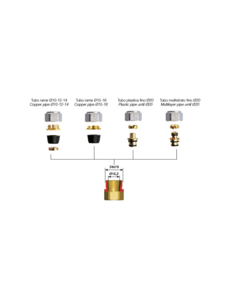 Adattatore Multistrato 20x2 per Raccordo Impianti M24x19  | Arteclima Accessori Riscaldamento