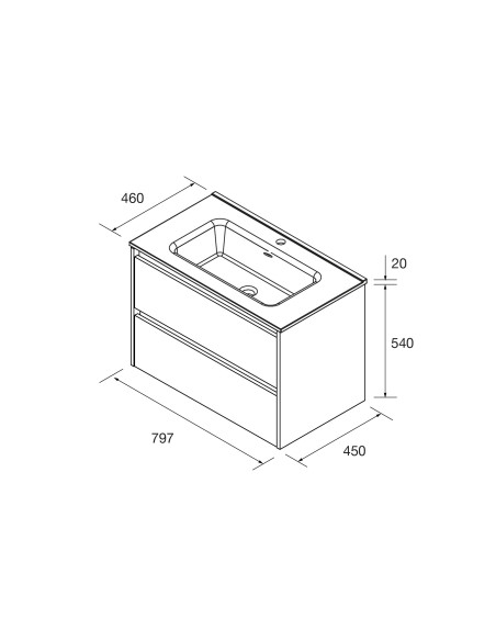 Mobile da Bagno Sospeso 80 cm Lavabo Incluso Rovere Africa | Salgar Noja Mobili Sospesi