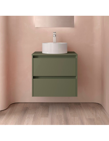 Mobile da Bagno Sospeso 60 cm Top Incluso Verde Satinato | Salgar Noja Mobili Sospesi