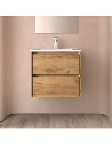 Mobile da Bagno Sospeso 70 cm Lavabo Incluso Rovere Africa | Salgar Noja Mobili Sospesi