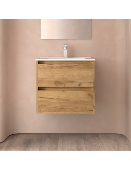 Mobile da Bagno Sospeso 70 cm Lavabo Incluso Rovere Africa | Salgar Noja Mobili Sospesi