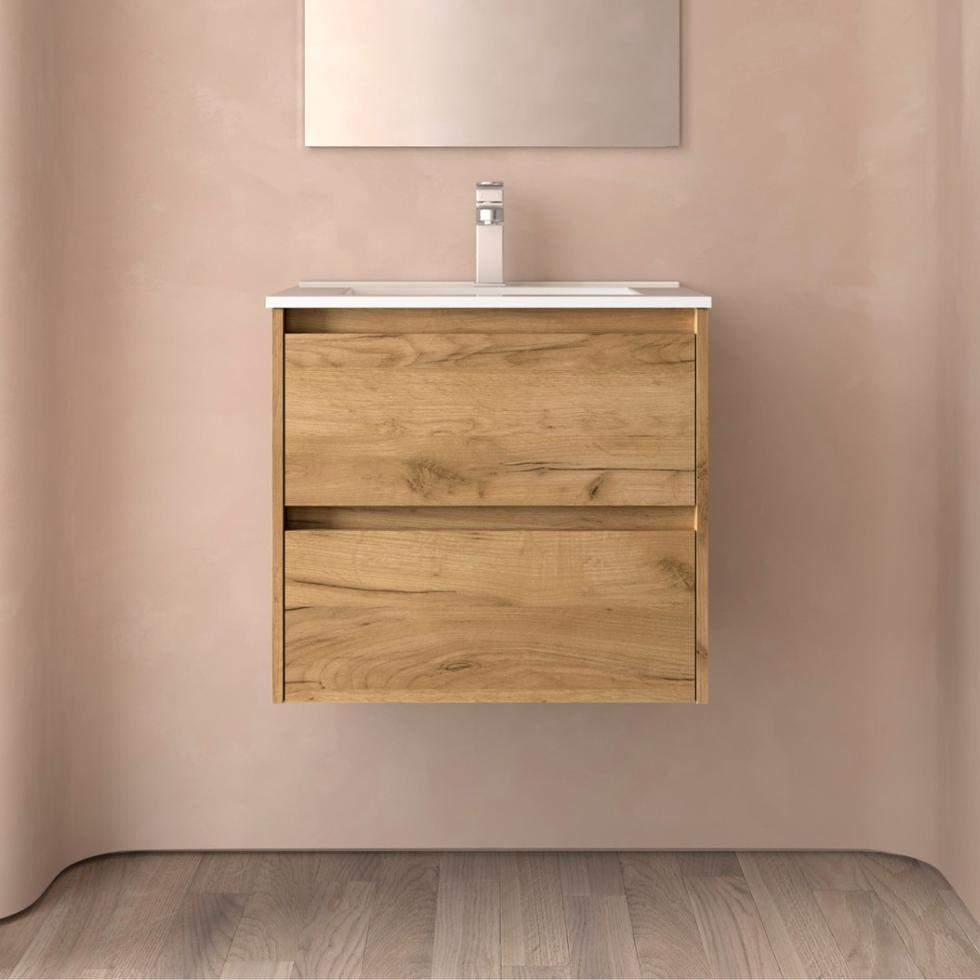 Mobile da Bagno Sospeso 70 cm Lavabo Incluso Rovere Africa | Salgar Noja