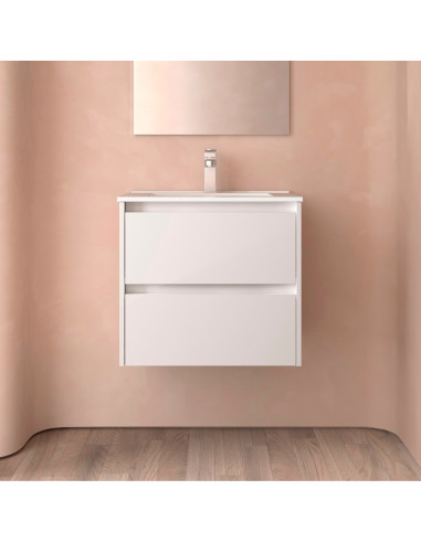 Mobile da Bagno Sospeso 60 cm Lavabo Incluso Bianco Lucido | Salgar Noja Mobili Sospesi