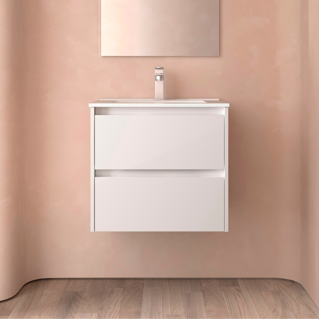 Mobile da Bagno Sospeso 60 cm Lavabo Incluso Bianco Lucido | Salgar Noja