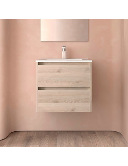 Mobile da Bagno Sospeso 60 cm Lavabo Incluso Natural | Salgar Noja Mobili Sospesi