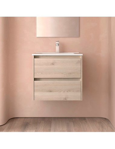 Mobile da Bagno Sospeso 70 cm Lavabo Incluso Natural | Salgar Noja Mobili Sospesi