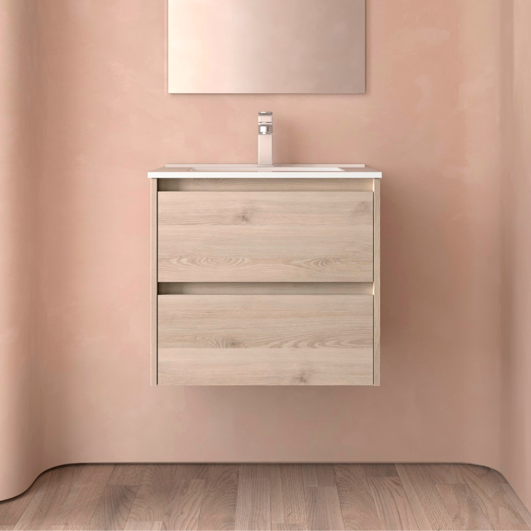 Mobile da Bagno Sospeso 70 cm Lavabo Incluso Natural | Salgar Noja
