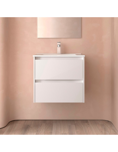 Mobile da Bagno Sospeso 70 cm Lavabo Incluso Bianco Lucido | Salgar Noja Mobili Sospesi