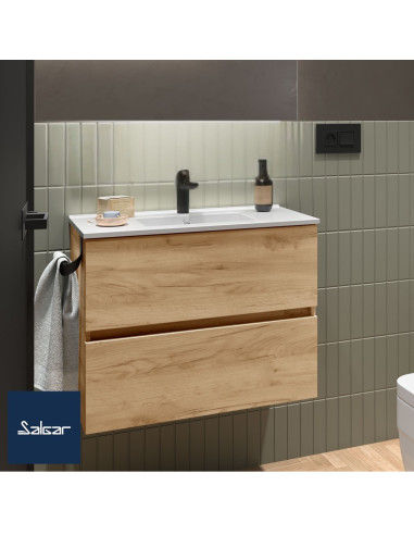 Mobile da Bagno Sospeso 70 cm Profondità Ridotta Lavabo Incluso Rovere Africa | Fussion Line Mobili Sospesi