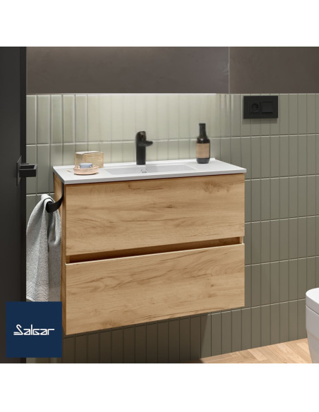 Mobile da Bagno Sospeso 70 cm Profondità Ridotta Lavabo Incluso Rovere Africa | Fussion Line Mobili Sospesi