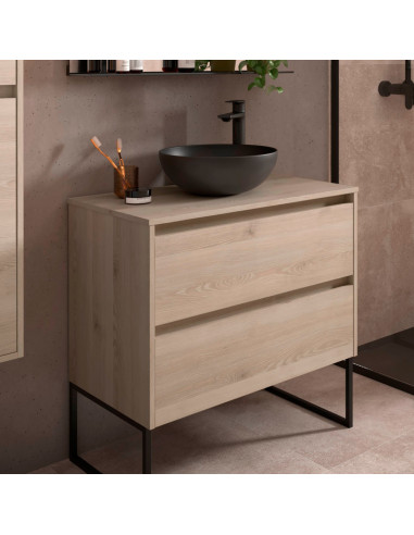 Mobile da Bagno Sospeso 80 cm con Top Incluso Natural | Salgar Noja Mobili Sospesi