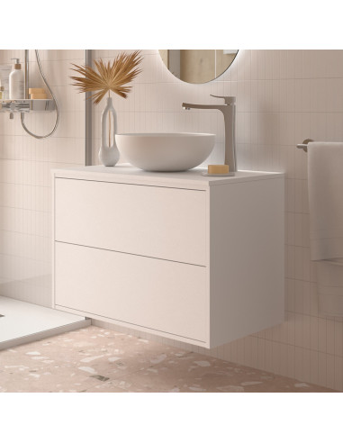 Mobile da Bagno Sospeso 80 cm con Top Incluso Bianco Satinato | Salgar Optimus Mobili Sospesi