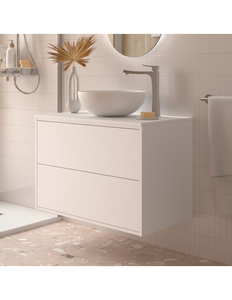 Mobile da Bagno Sospeso 80 cm con Top Incluso Bianco Satinato | Salgar Optimus Mobili Sospesi