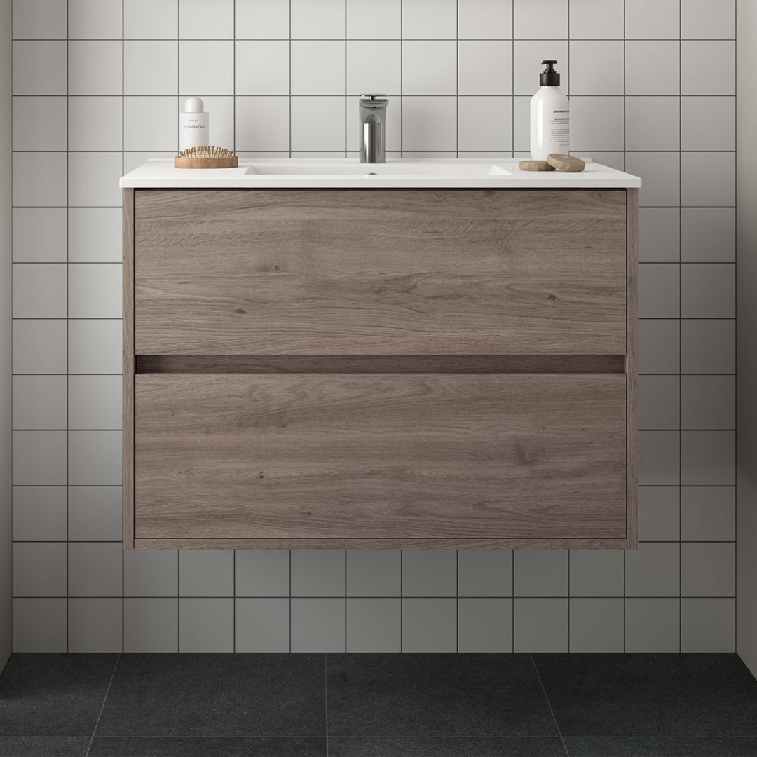 Mobile Bagno Sospeso 80 cm Lavabo Incluso Rovere Eternity | Salgar Noja