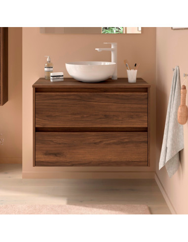 Mobile da Bagno Sospeso 100 cm con Top Incluso Noce Maya | Salgar Noja Mobili Sospesi
