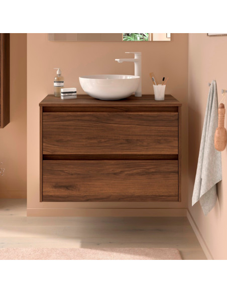 Mobile da Bagno Sospeso 100 cm con Top Incluso Noce Maya | Salgar Noja Mobili Sospesi