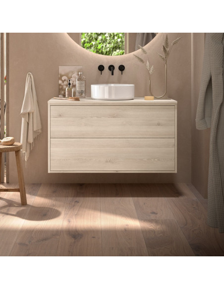 Mobile da Bagno Sospeso 100 cm con Top Incluso Natural | Salgar Optimus Mobili Sospesi