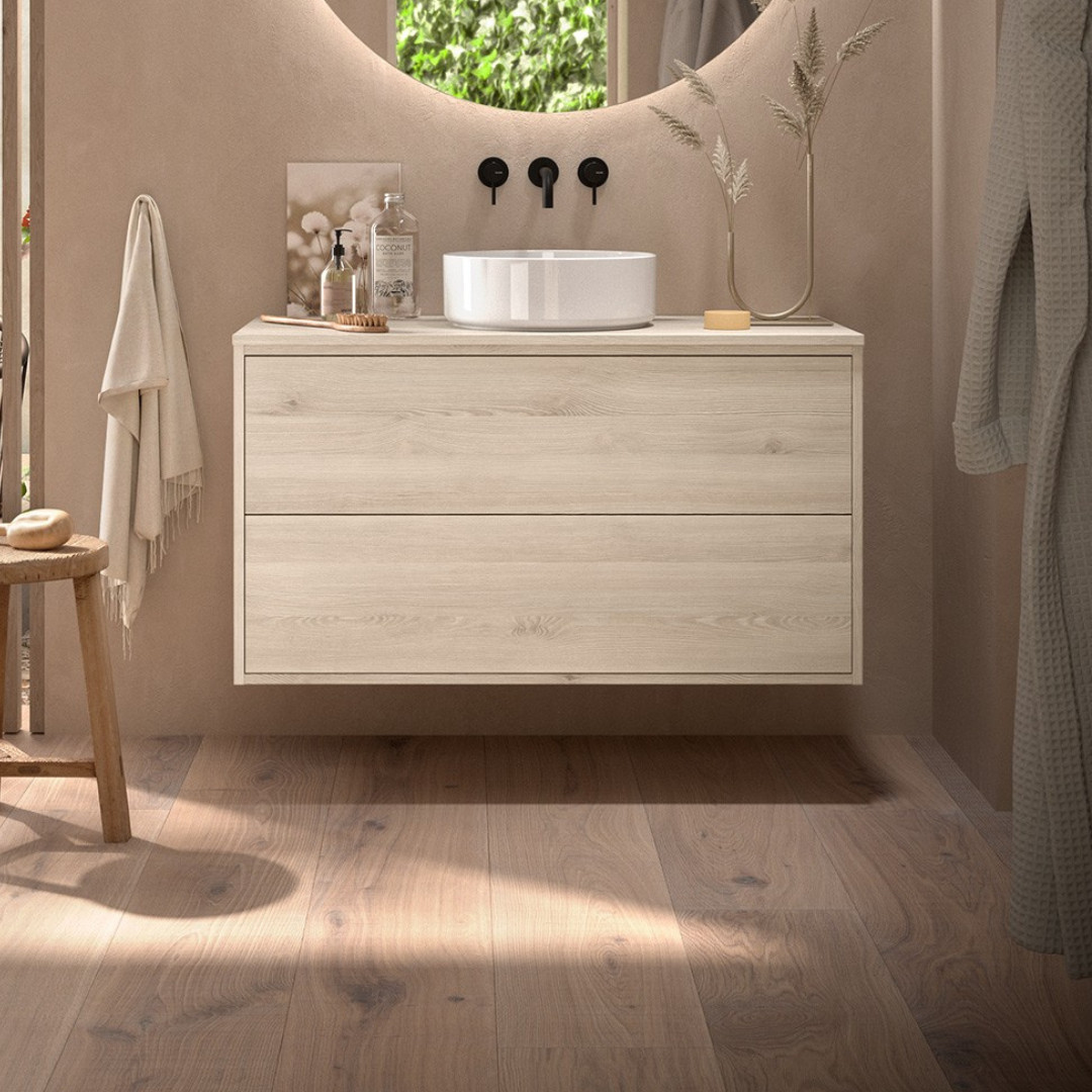 Mobile da Bagno Sospeso 100 cm con Top Incluso Natural | Salgar Optimus