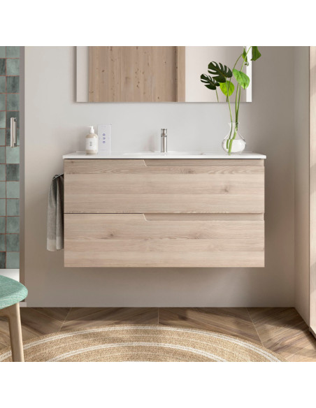 Mobile da Bagno Sospeso 100 cm Lavabo Incluso Natural | Salgar Vima Mobili Sospesi