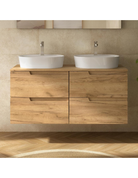 Mobile da Bagno Sospeso 120 cm con Top Incluso Rovere Africa | Salgar Vima Mobili Sospesi