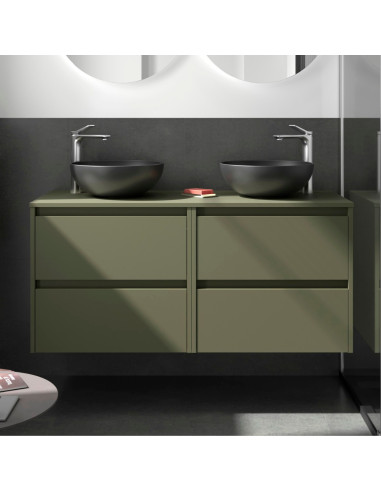 Mobile da Bagno Sospeso 140 cm con Top Incluso Verde Opaco | Salgar Noja Mobili Sospesi