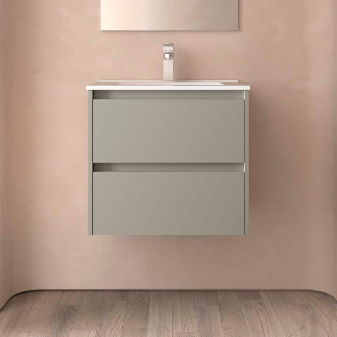 Mobile da Bagno Sospeso 70 cm Lavabo Incluso Grigio Satinato | Salgar Noja