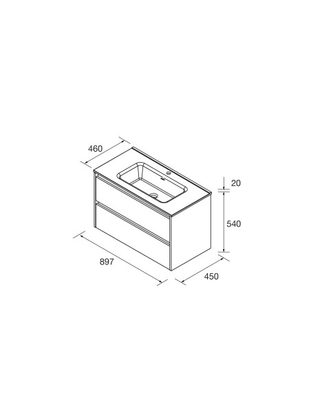 Mobile da Bagno Sospeso 90 cm Lavabo Incluso Grigio Satinato | Salgar Noja Mobili Sospesi