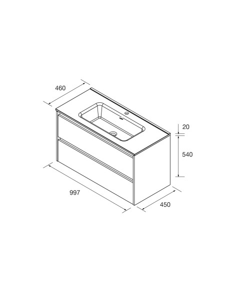 Mobile da Bagno Sospeso 100 cm Lavabo Incluso Verde Satinato | Salgar Noja Mobili Sospesi
