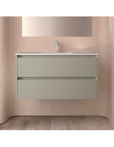 Mobile da Bagno Sospeso 100 cm Lavabo Incluso Grigio Satinato | Salgar Noja Mobili Sospesi
