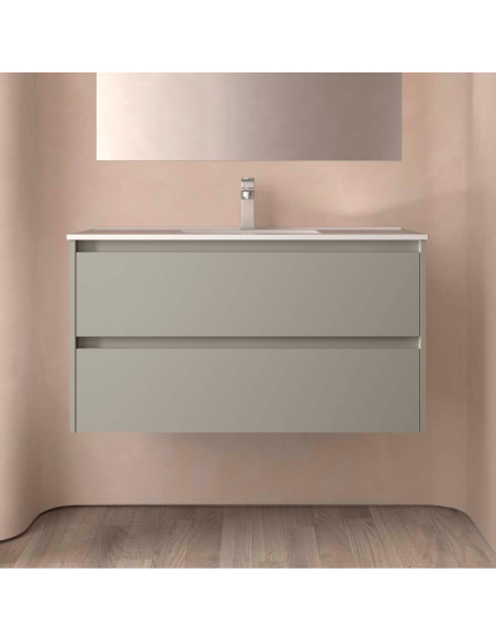 Mobile da Bagno Sospeso 100 cm Lavabo Incluso Grigio Satinato | Salgar Noja Mobili Sospesi