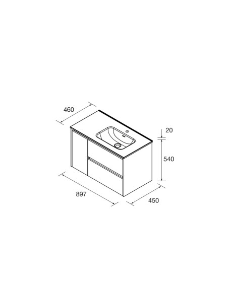 Mobile da Bagno Sospeso 90 cm con Anta Lavabo Incluso Natural | Salgar Noja Mobili Sospesi