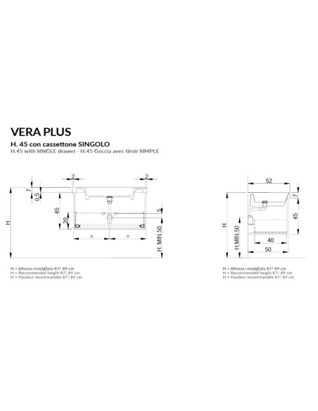 Composizione da Bagno Sospeso 120 cm Sablè Naturale Lavabo ad Una Vasca | Geromin Vera Plus Composizione per Bagno