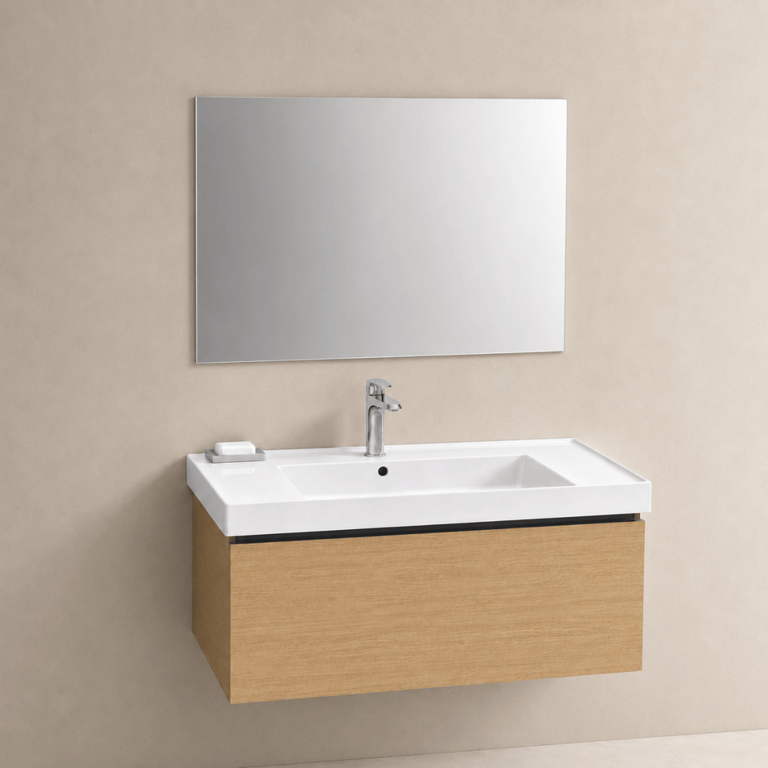 Composizione da Bagno Sospeso 120 cm Sablè Naturale Lavabo ad Una Vasca | Geromin Vera Plus