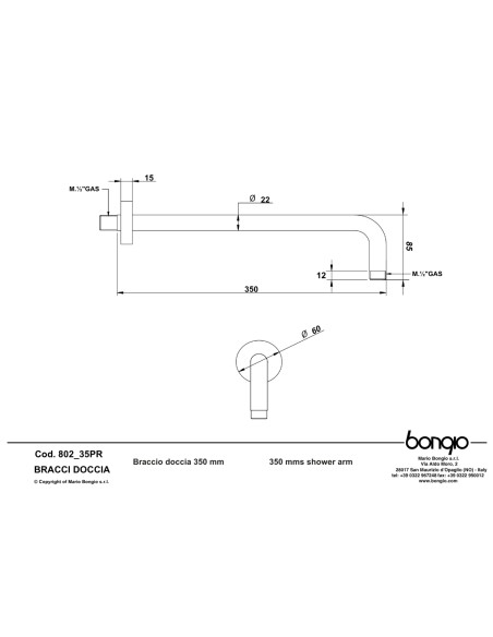 Set Doccia Diametro 25 cm Acciaio Inox 4 Pz Rotondo | Bongio Set Doccia