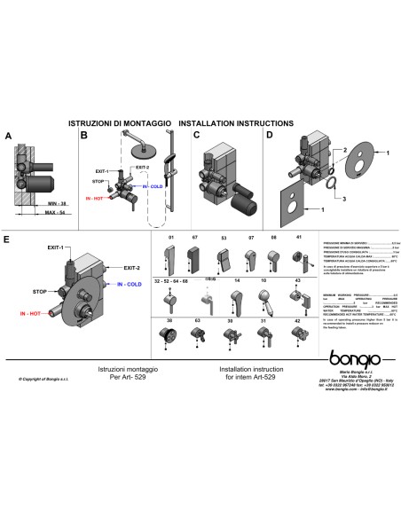 Set Doccia Diametro 25 cm Acciaio Inox 4 Pz Rotondo | Bongio Set Doccia